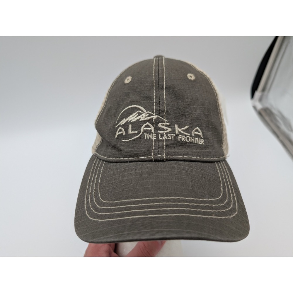 Prairie Mountain Alaska The Last Frontier Trucker Hat Gray Tan Ripstop Snapback